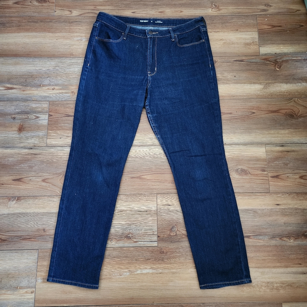 Old Navy Jeans Women's 12 Dark Blue Wow Straight High Rise